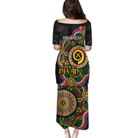 Vanuatu Personalised Family Matching Puletasi and Hawaiian Shirt Aboriginal Dot Paitnting - Polynesian Pride