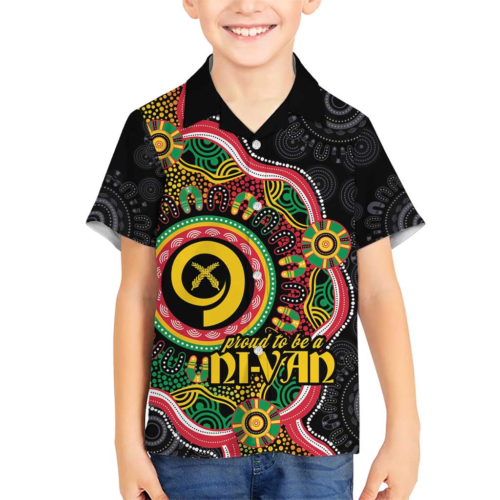 Vanuatu Personalised Family Matching Short Sleeve Bodycon Dress and Hawaiian Shirt Aboriginal Dot Paitnting - Polynesian Pride