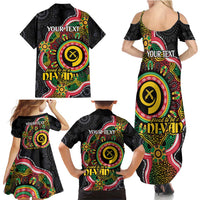Vanuatu Personalised Family Matching Summer Maxi Dress and Hawaiian Shirt Aboriginal Dot Paitnting - Polynesian Pride