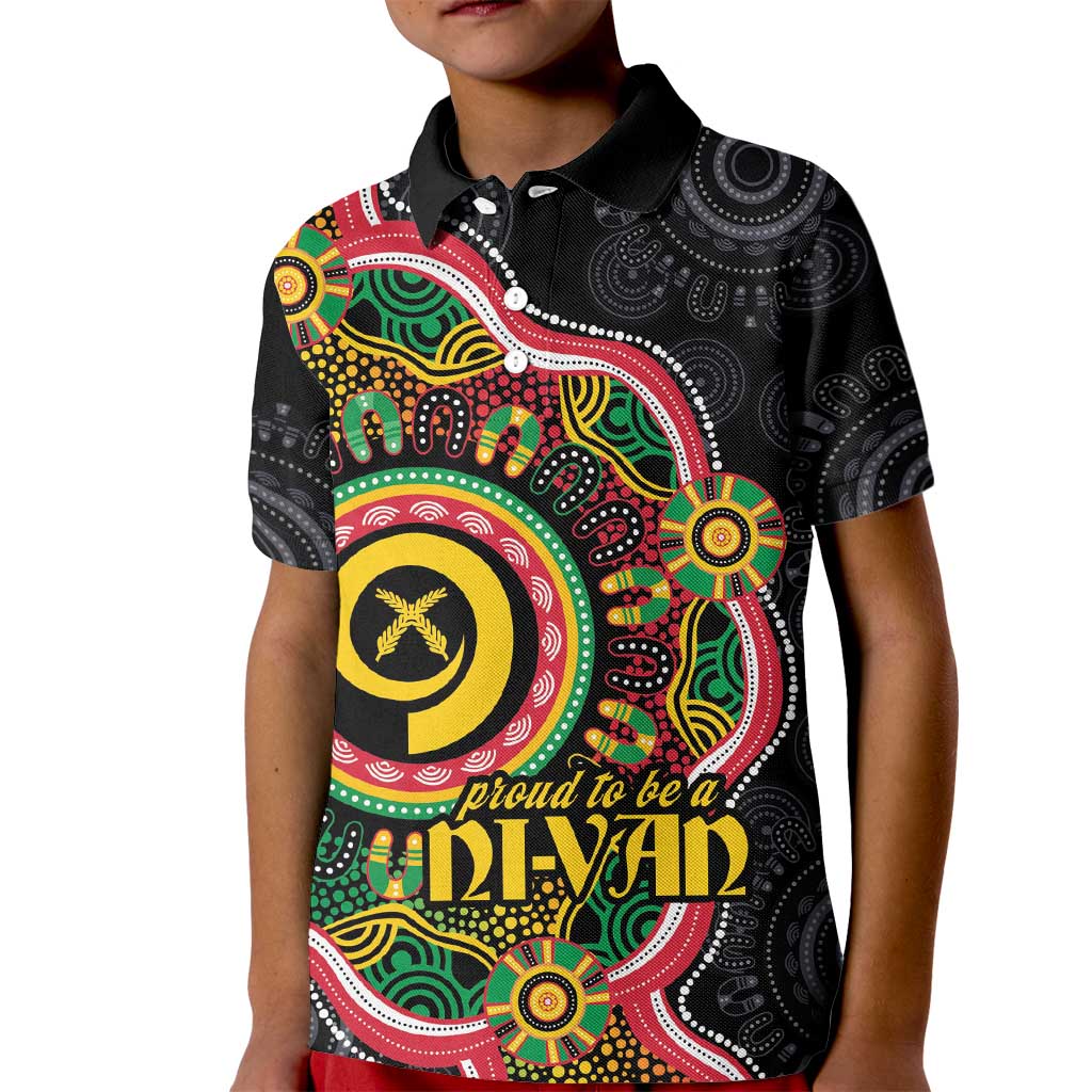 Vanuatu Personalised Kid Polo Shirt Aboriginal Dot Paitnting - Polynesian Pride