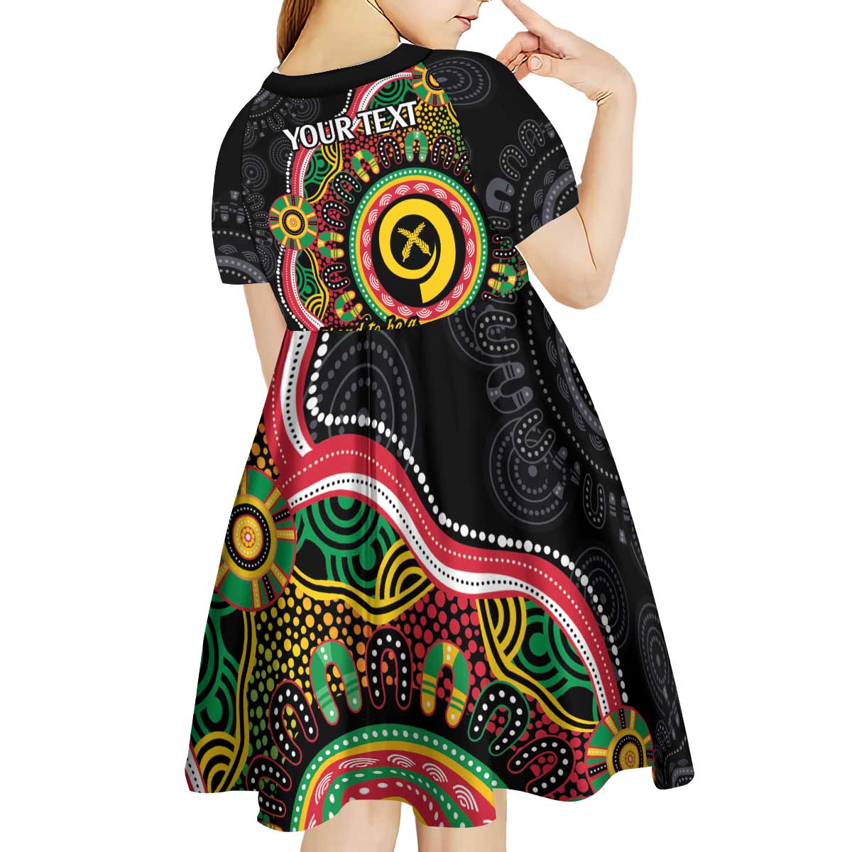 Vanuatu Personalised Kid Short Sleeve Dress Aboriginal Dot Paitnting - Polynesian Pride