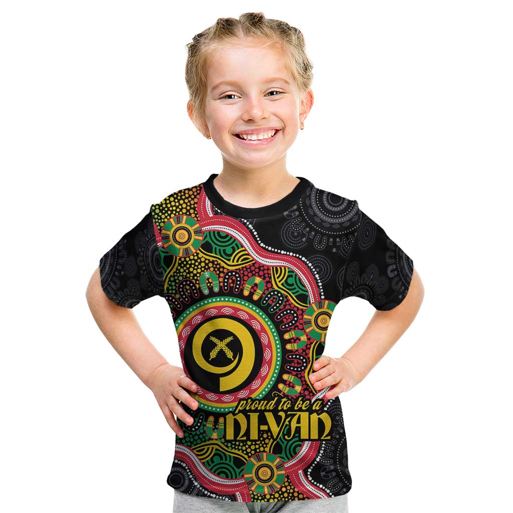 Vanuatu Personalised Kid T Shirt Aboriginal Dot Paitnting - Polynesian Pride