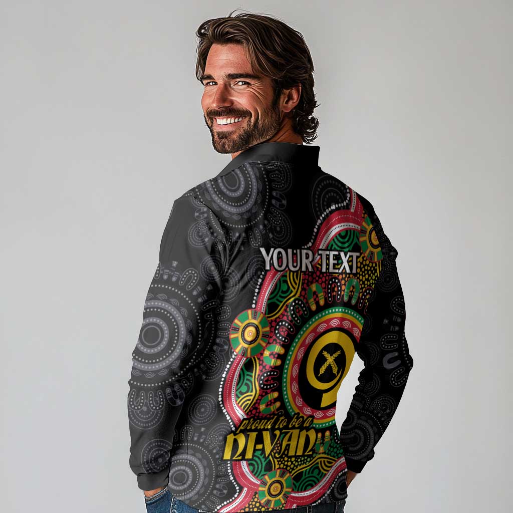 Vanuatu Personalised Long Sleeve Polo Shirt Aboriginal Dot Paitnting - Polynesian Pride