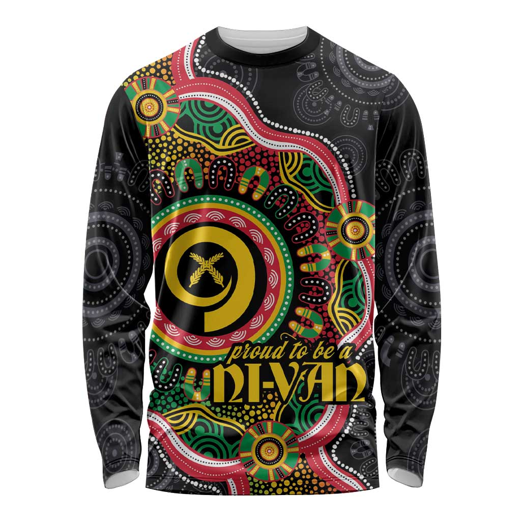 Vanuatu Personalised Long Sleeve Shirt Aboriginal Dot Paitnting - Polynesian Pride