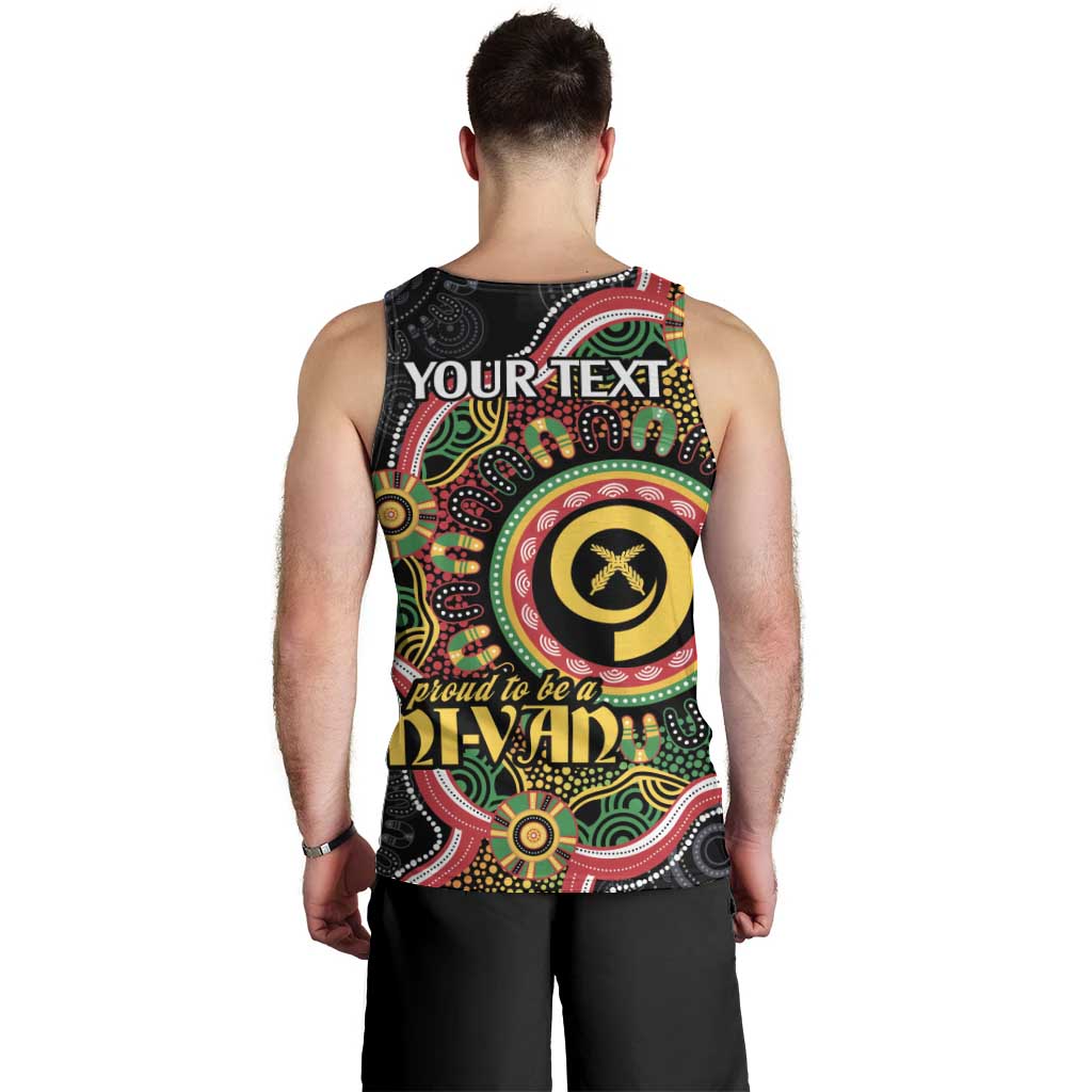 Vanuatu Personalised Men Tank Top Aboriginal Dot Paitnting - Polynesian Pride
