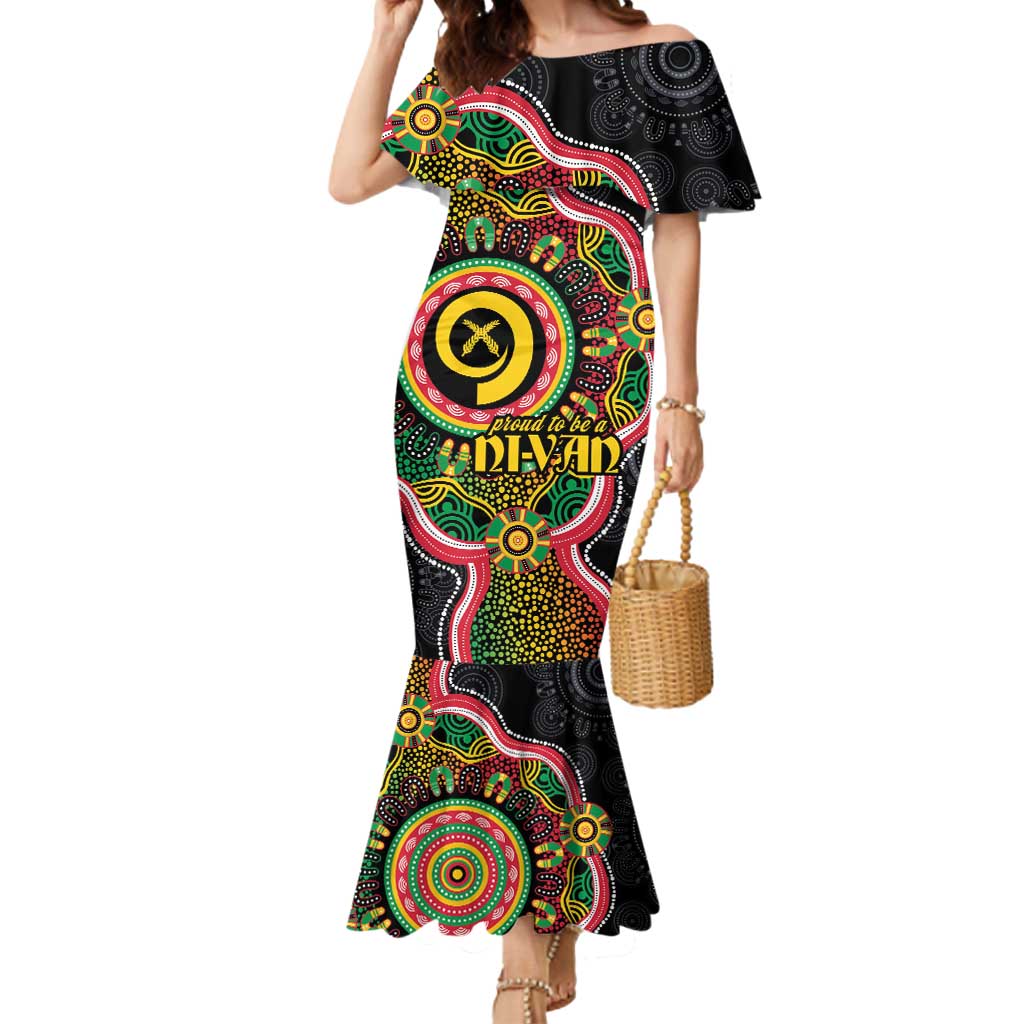 Vanuatu Personalised Mermaid Dress Aboriginal Dot Paitnting - Polynesian Pride
