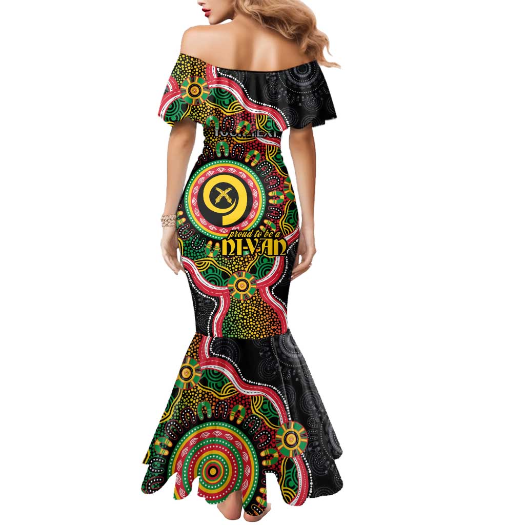 Vanuatu Personalised Mermaid Dress Aboriginal Dot Paitnting - Polynesian Pride