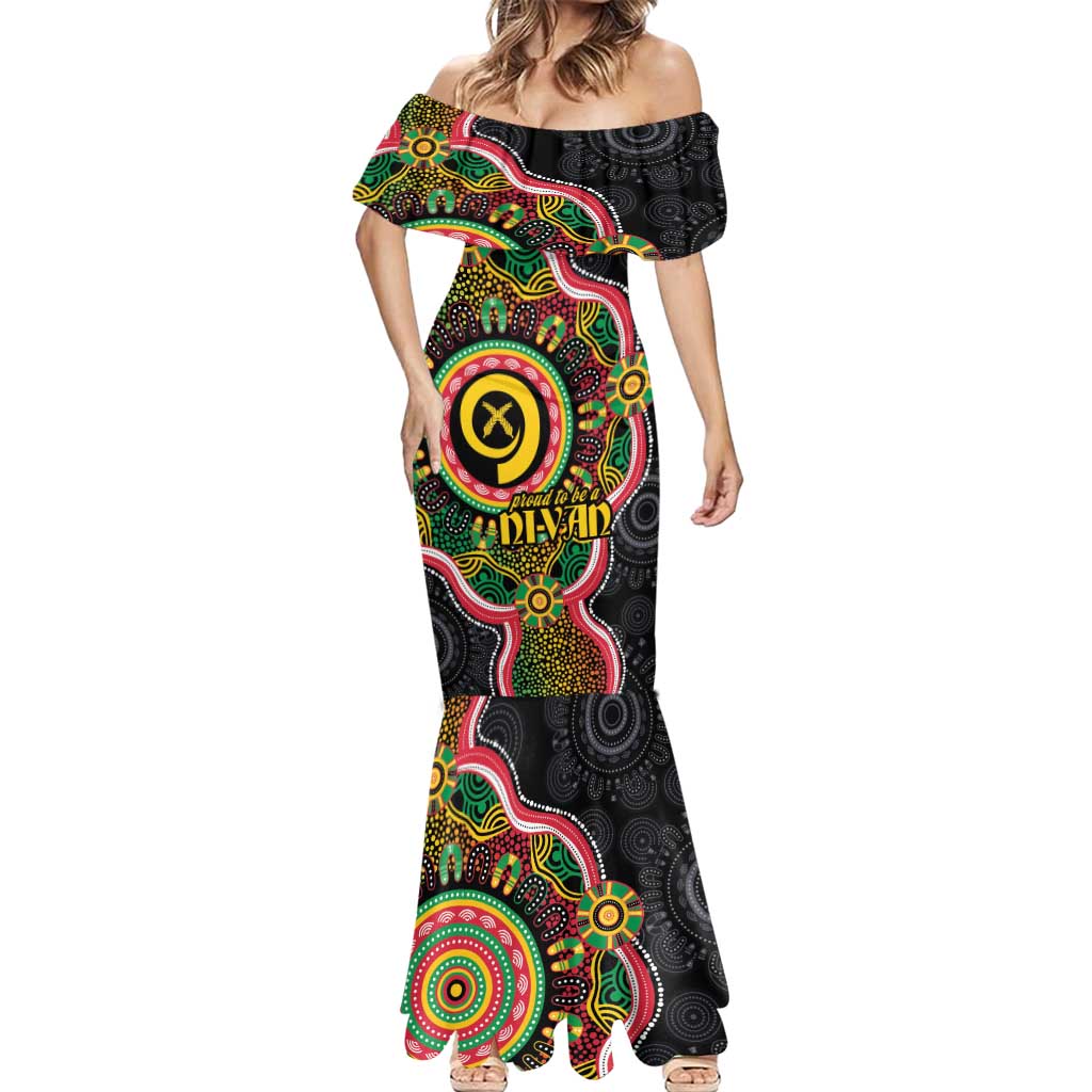 Vanuatu Personalised Mermaid Dress Aboriginal Dot Paitnting - Polynesian Pride