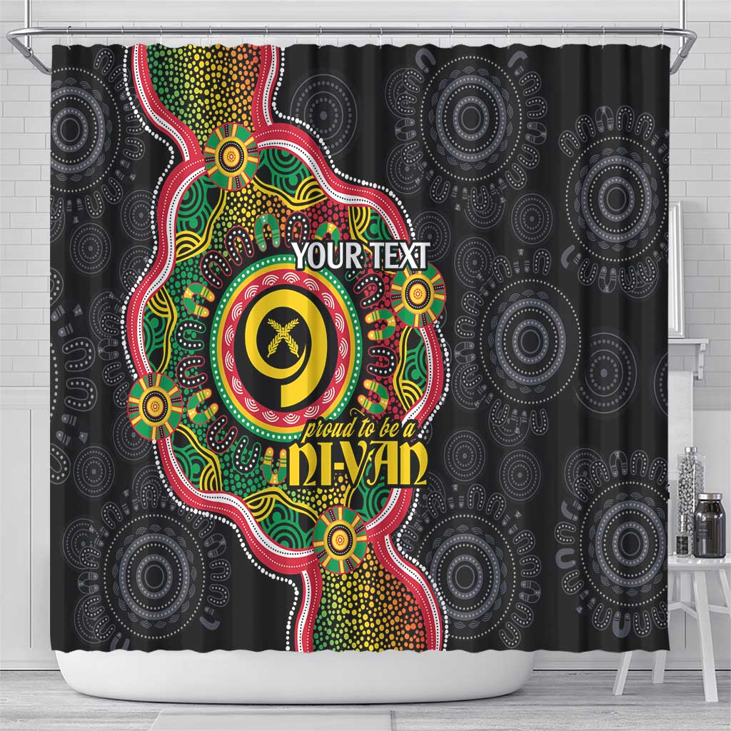 Vanuatu Personalised Shower Curtain Aboriginal Dot Paitnting - Polynesian Pride