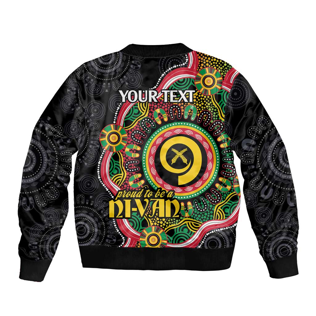 Vanuatu Personalised Sleeve Zip Bomber Jacket Aboriginal Dot Paitnting LT9 - Polynesian Pride