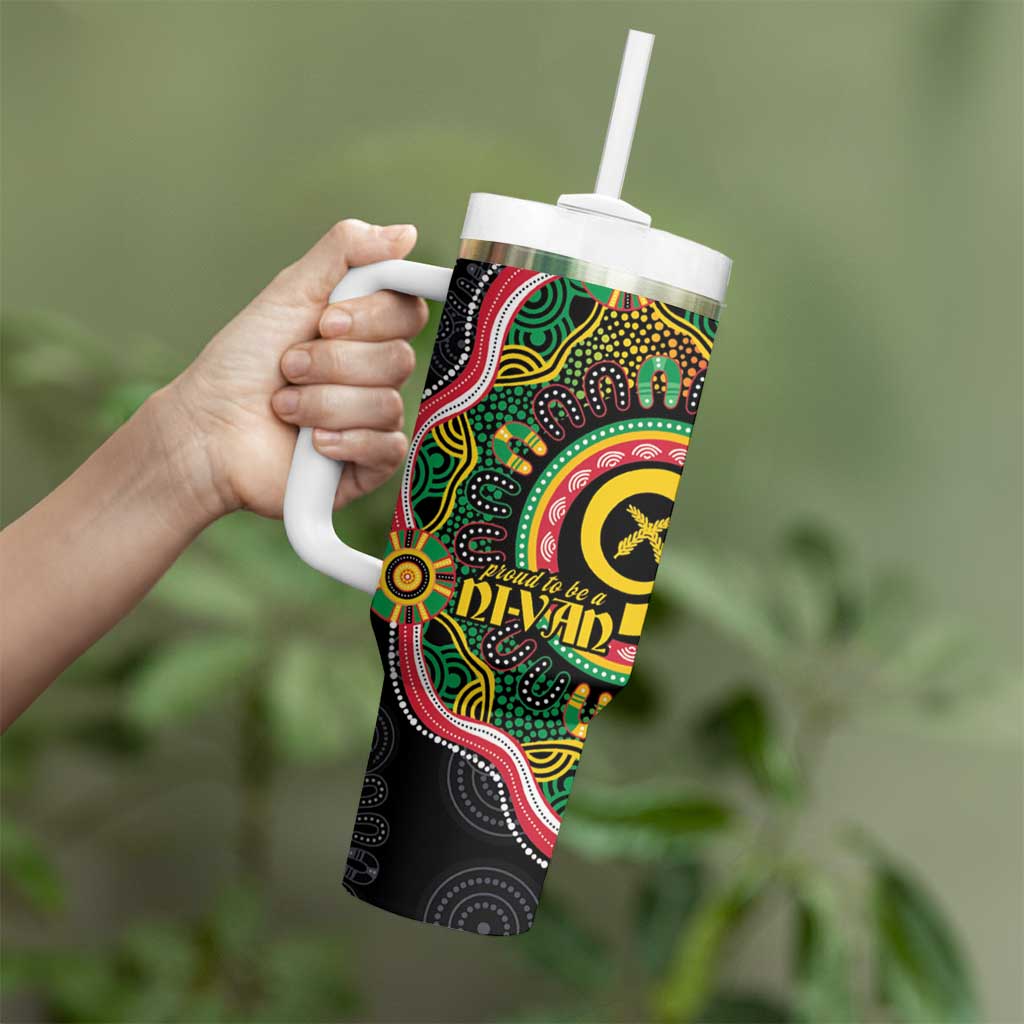 Vanuatu Personalised Tumbler With Handle Aboriginal Dot Paitnting - Polynesian Pride