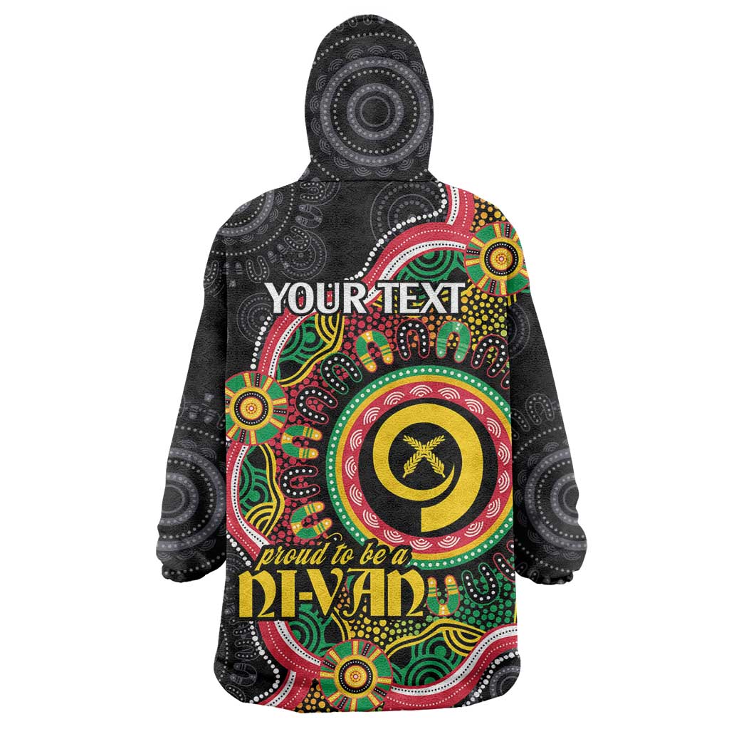 Vanuatu Personalised Wearable Blanket Hoodie Aboriginal Dot Paitnting - Polynesian Pride