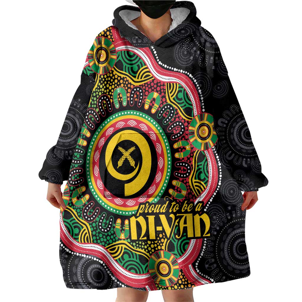 Vanuatu Personalised Wearable Blanket Hoodie Aboriginal Dot Paitnting - Polynesian Pride