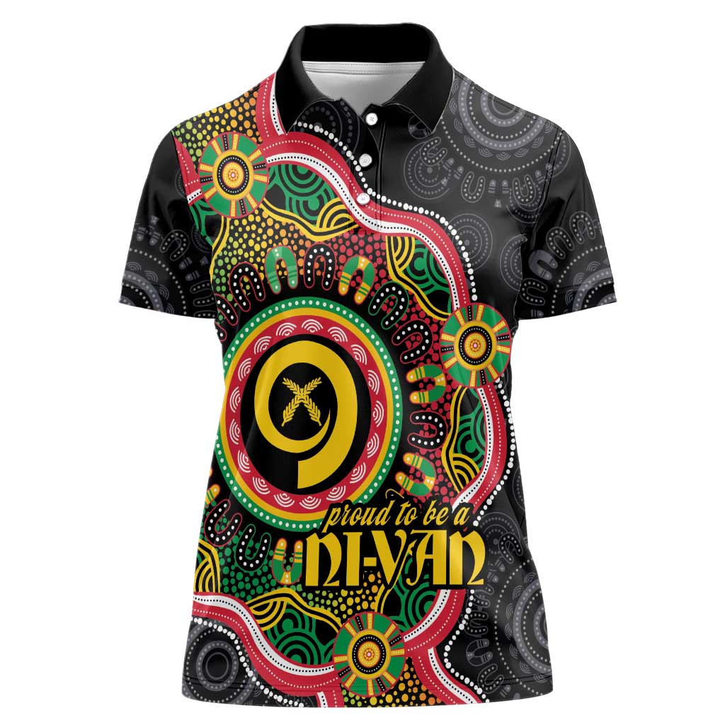 Vanuatu Personalised Women Polo Shirt Aboriginal Dot Paitnting - Polynesian Pride