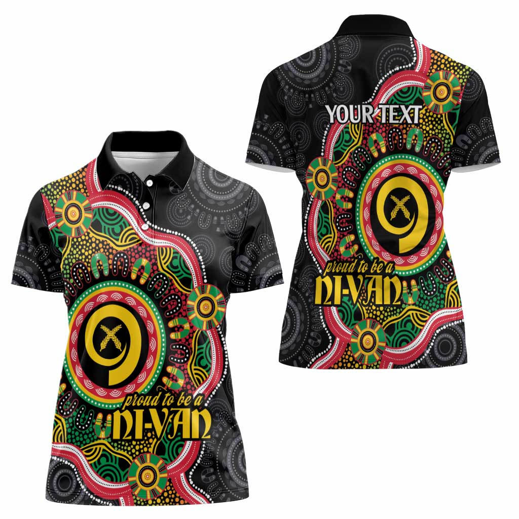 Vanuatu Personalised Women Polo Shirt Aboriginal Dot Paitnting - Polynesian Pride