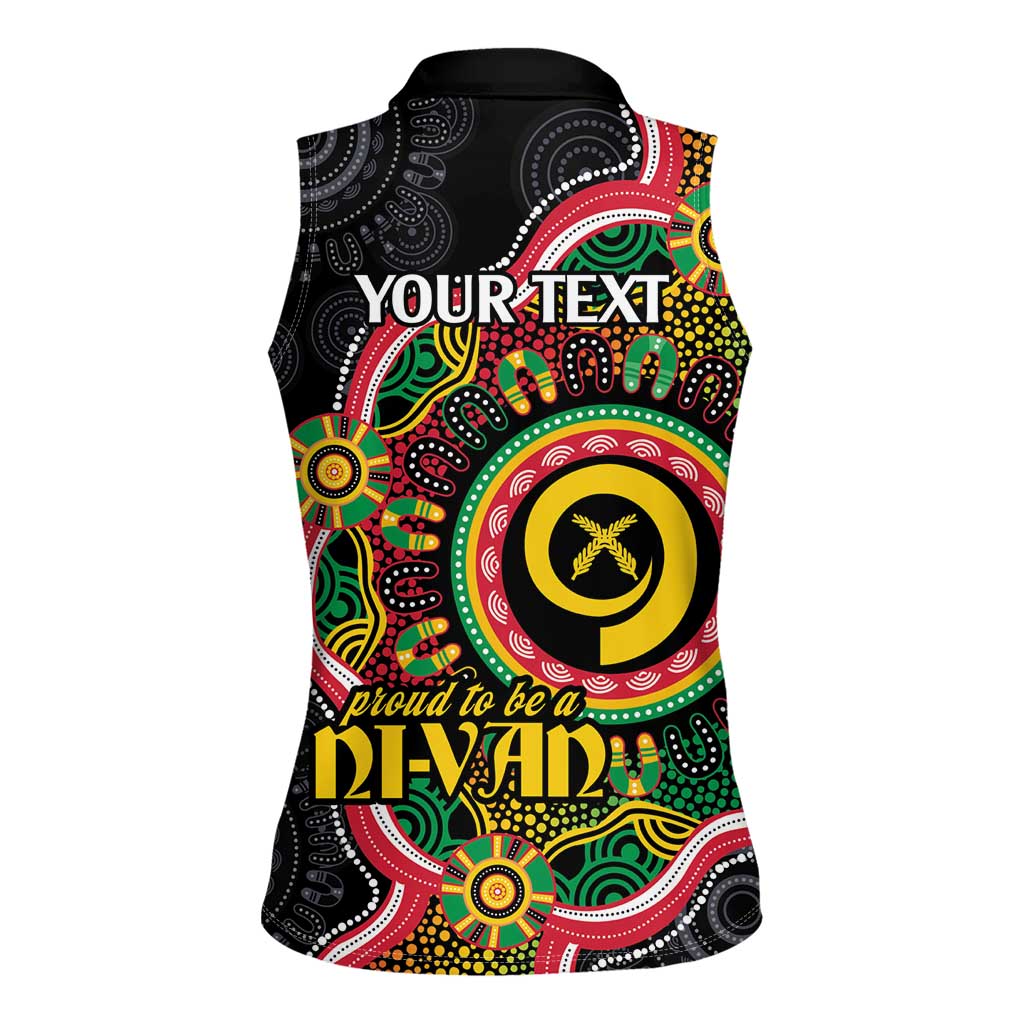 Vanuatu Personalised Women Sleeveless Polo Shirt Aboriginal Dot Paitnting - Polynesian Pride