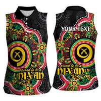 Vanuatu Personalised Women Sleeveless Polo Shirt Aboriginal Dot Paitnting - Polynesian Pride