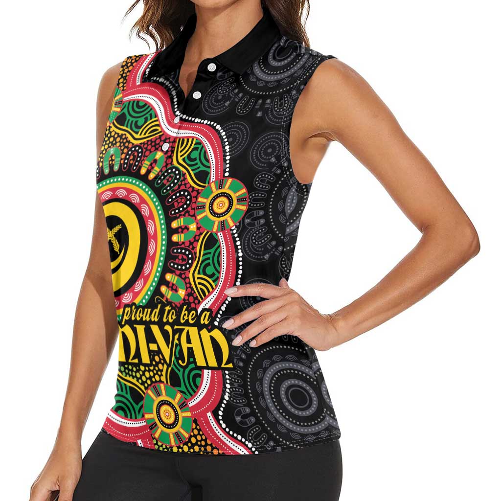 Vanuatu Personalised Women Sleeveless Polo Shirt Aboriginal Dot Paitnting - Polynesian Pride