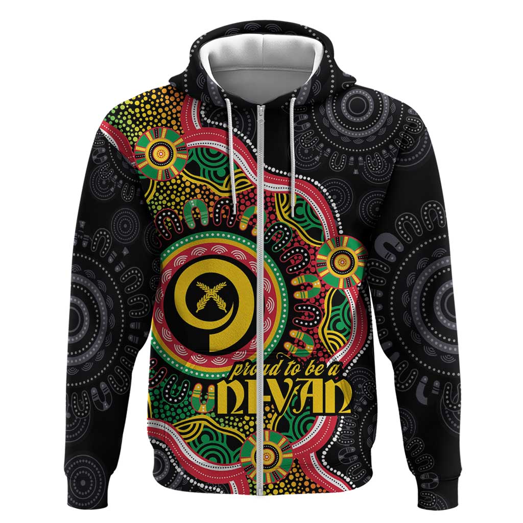 Vanuatu Personalised Zip Hoodie Aboriginal Dot Paitnting - Polynesian Pride