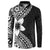 Lotu Tamaiti White Sunday Button Sweatshirt Pacific Plumeria Flowers - Black Version