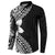 Lotu Tamaiti White Sunday Button Sweatshirt Pacific Plumeria Flowers - Black Version