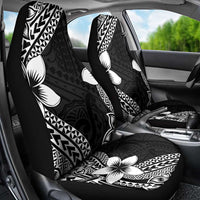 Lotu Tamaiti White Sunday Car Seat Cover Pacific Plumeria Flowers - Black Version