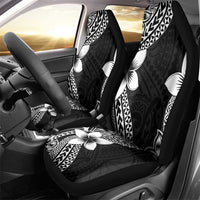 Lotu Tamaiti White Sunday Car Seat Cover Pacific Plumeria Flowers - Black Version