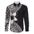 Lotu Tamaiti White Sunday Family Matching Tank Maxi Dress and Hawaiian Shirt Pacific Plumeria Flowers - Black Version