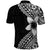 Lotu Tamaiti White Sunday Polo Shirt Pacific Plumeria Flowers - Black Version