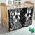 Lotu Tamaiti White Sunday Quilt Pacific Plumeria Flowers - Black Version