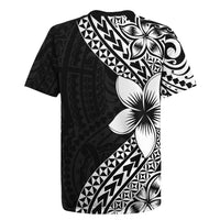 Lotu Tamaiti White Sunday Rugby Jersey Pacific Plumeria Flowers - Black Version