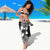 Lotu Tamaiti White Sunday Sarong Pacific Plumeria Flowers - Black Version