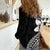 Lotu Tamaiti White Sunday Women Casual Shirt Pacific Plumeria Flowers - Black Version