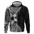 Lotu Tamaiti White Sunday Zip Hoodie Pacific Plumeria Flowers - Black Version