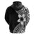 Lotu Tamaiti White Sunday Zip Hoodie Pacific Plumeria Flowers - Black Version