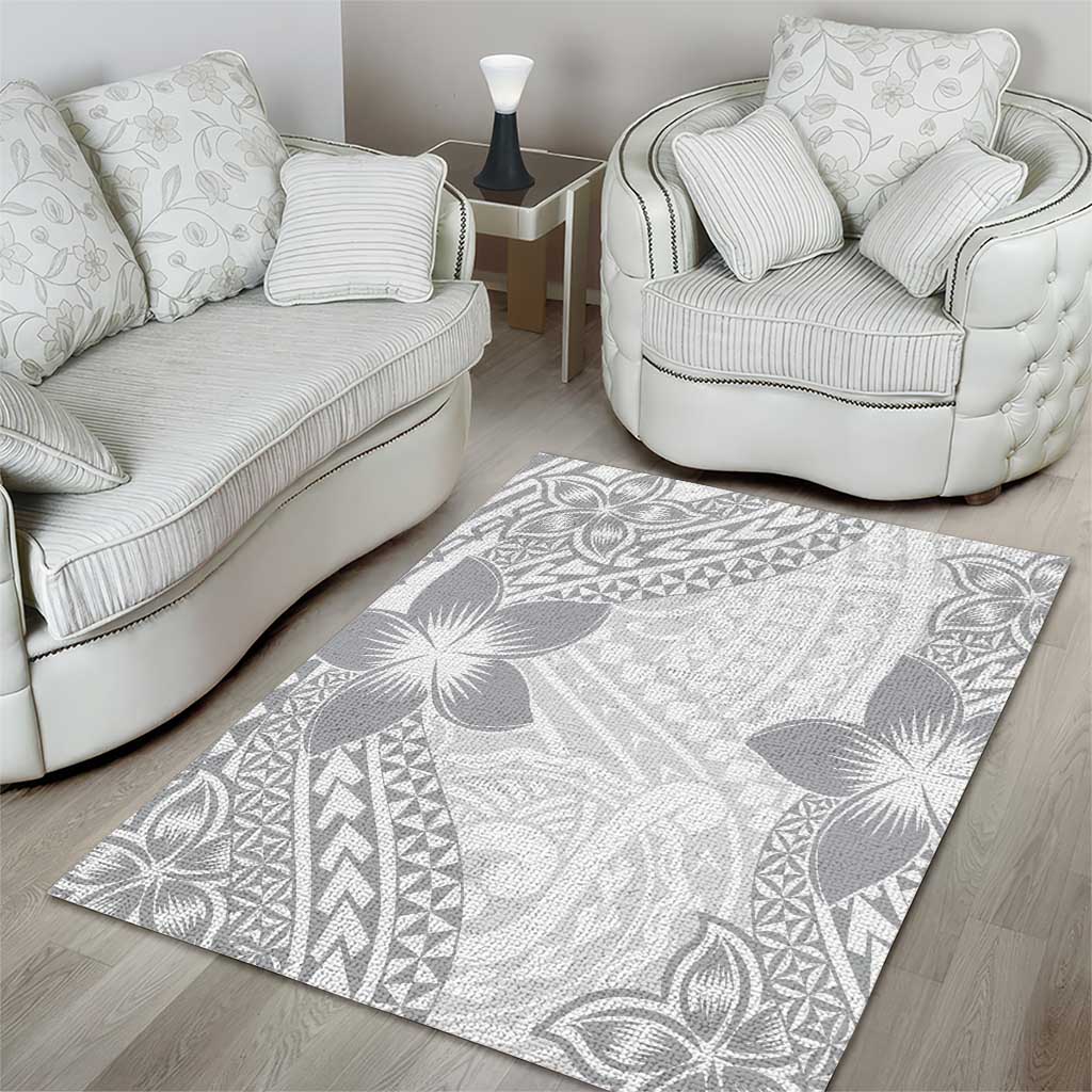 Lotu Tamaiti White Sunday Area Rug Pacific Plumeria Flowers - White Version