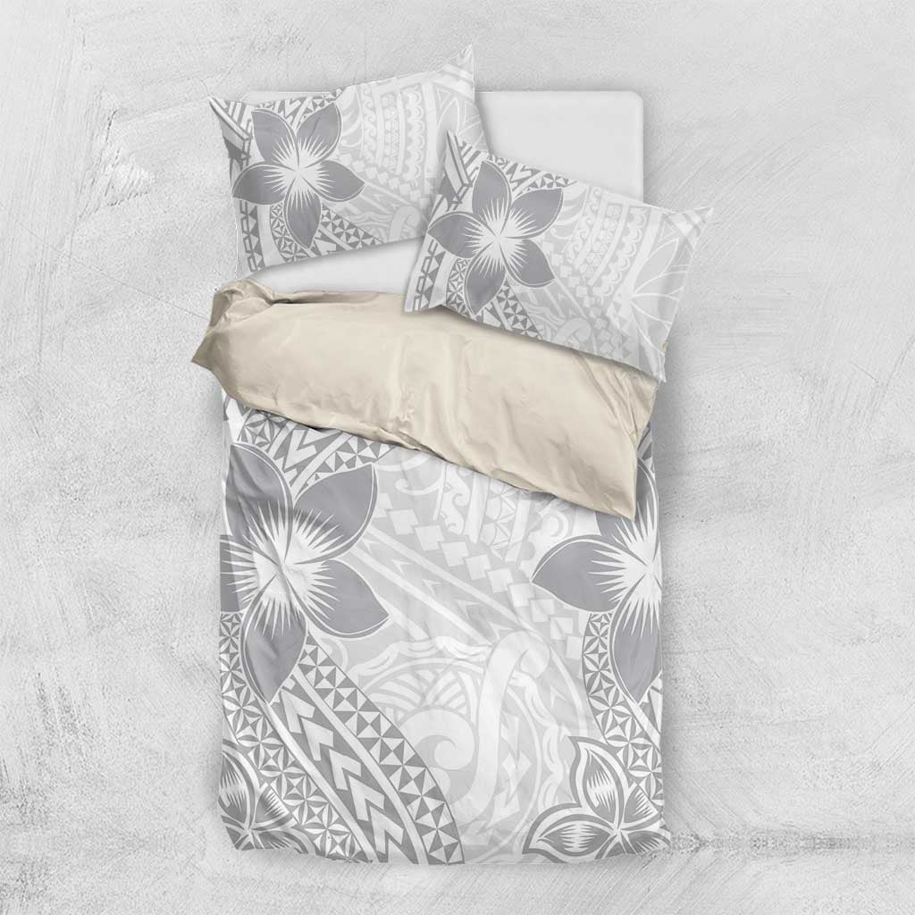 Lotu Tamaiti White Sunday Bedding Set Pacific Plumeria Flowers - White Version
