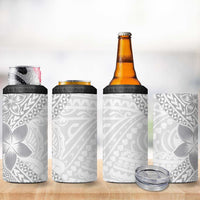 Lotu Tamaiti White Sunday 4 in 1 Can Cooler Tumbler Pacific Plumeria Flowers - White Version