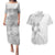 Lotu Tamaiti White Sunday Couples Matching Puletasi and Hawaiian Shirt Pacific Plumeria Flowers - White Version