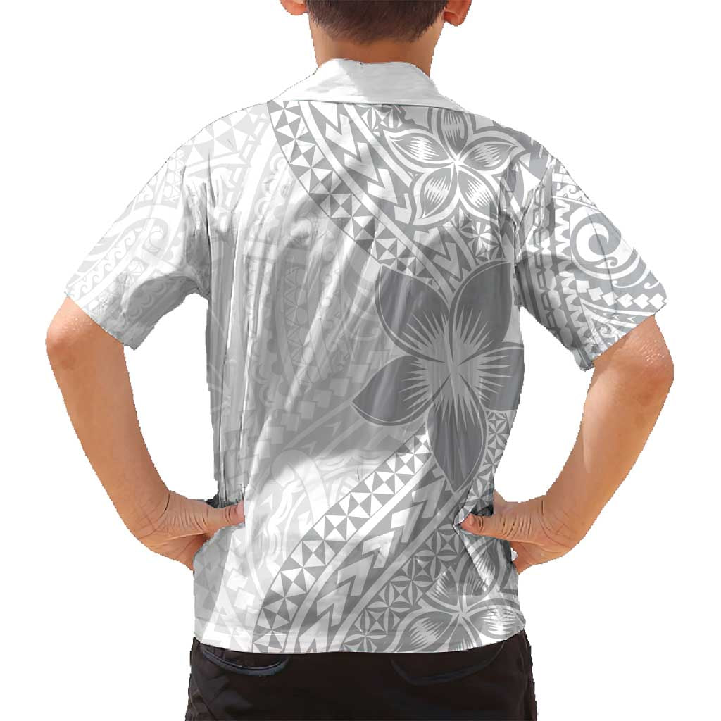 Lotu Tamaiti White Sunday Family Matching Long Sleeve Bodycon Dress and Hawaiian Shirt Pacific Plumeria Flowers - White Version