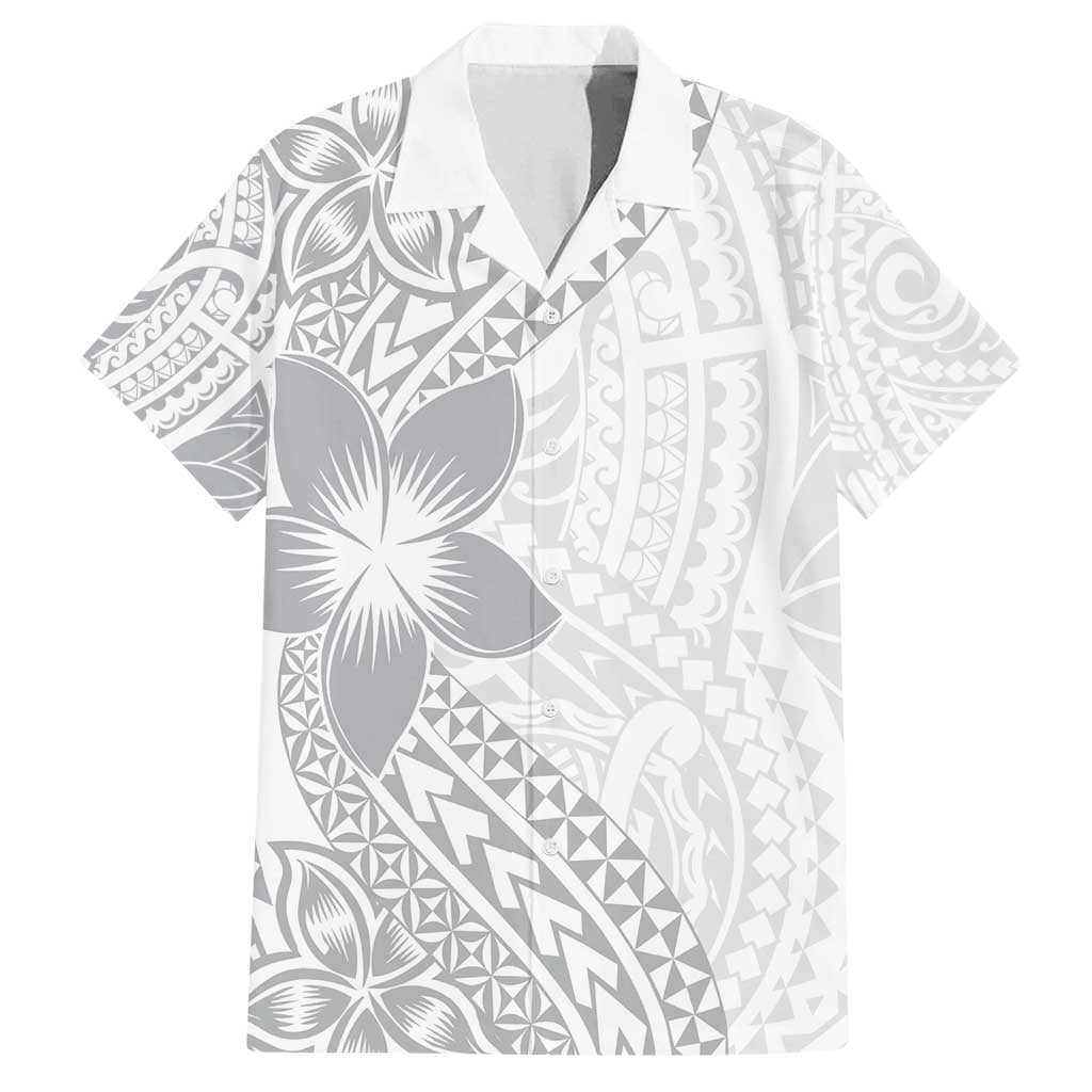 Lotu Tamaiti White Sunday Family Matching Long Sleeve Bodycon Dress and Hawaiian Shirt Pacific Plumeria Flowers - White Version