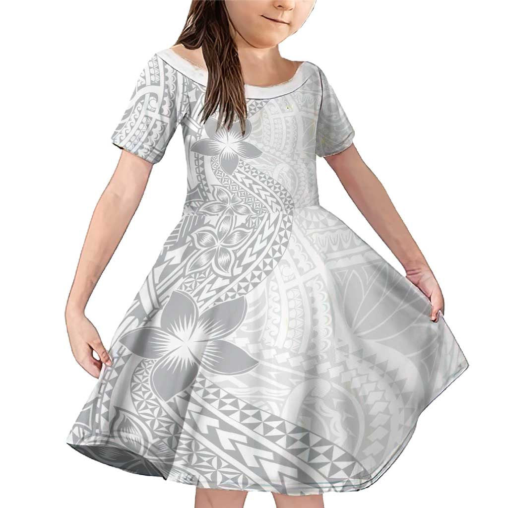 Lotu Tamaiti White Sunday Family Matching Mermaid Dress and Hawaiian Shirt Pacific Plumeria Flowers - White Version LT9 Daughter's Dress White - Polynesian Pride
