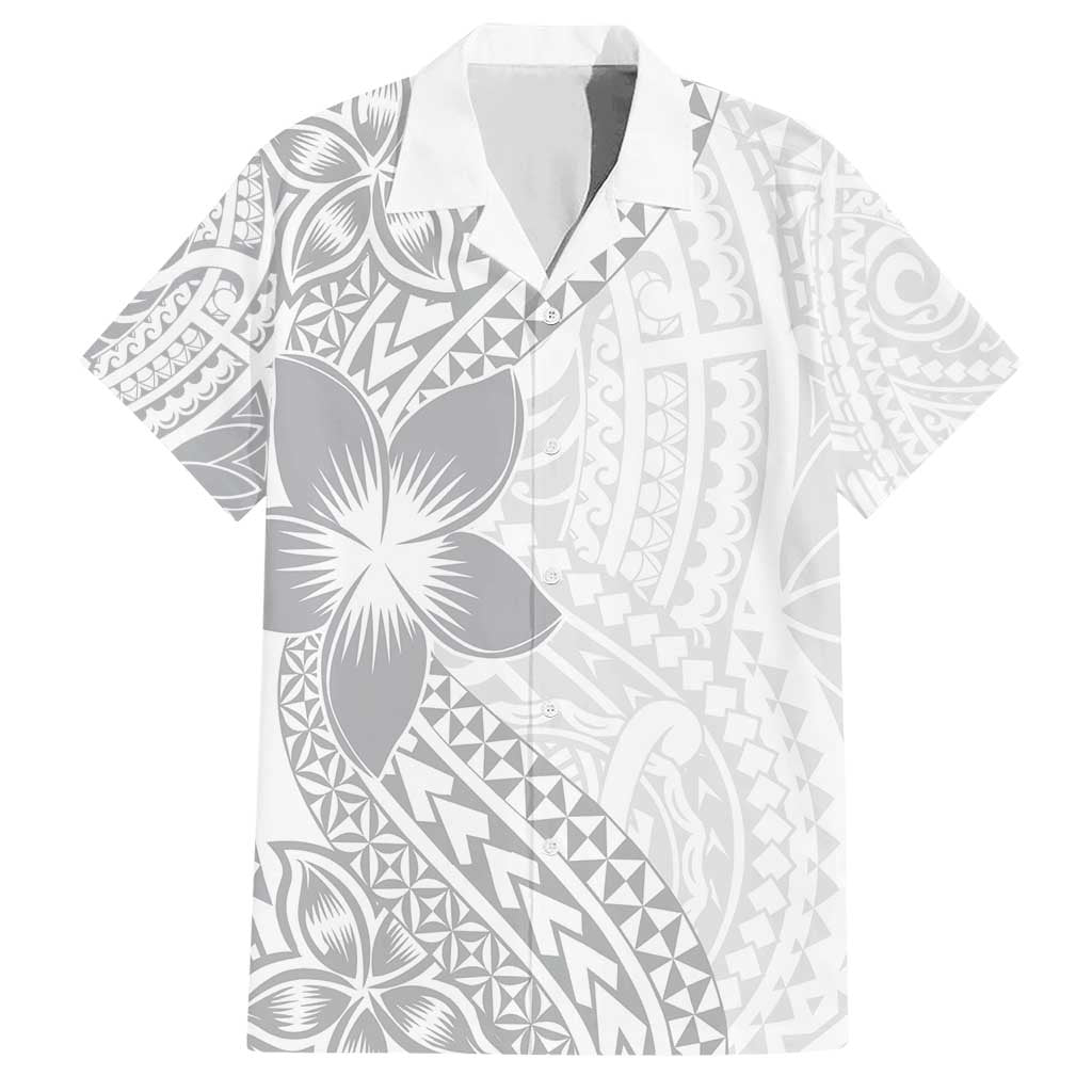 Lotu Tamaiti White Sunday Family Matching Short Sleeve Bodycon Dress and Hawaiian Shirt Pacific Plumeria Flowers - White Version