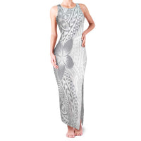 Lotu Tamaiti White Sunday Family Matching Tank Maxi Dress and Hawaiian Shirt Pacific Plumeria Flowers - White Version