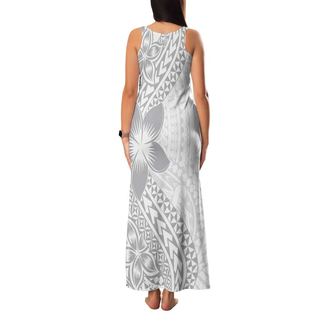 Lotu Tamaiti White Sunday Family Matching Tank Maxi Dress and Hawaiian Shirt Pacific Plumeria Flowers - White Version