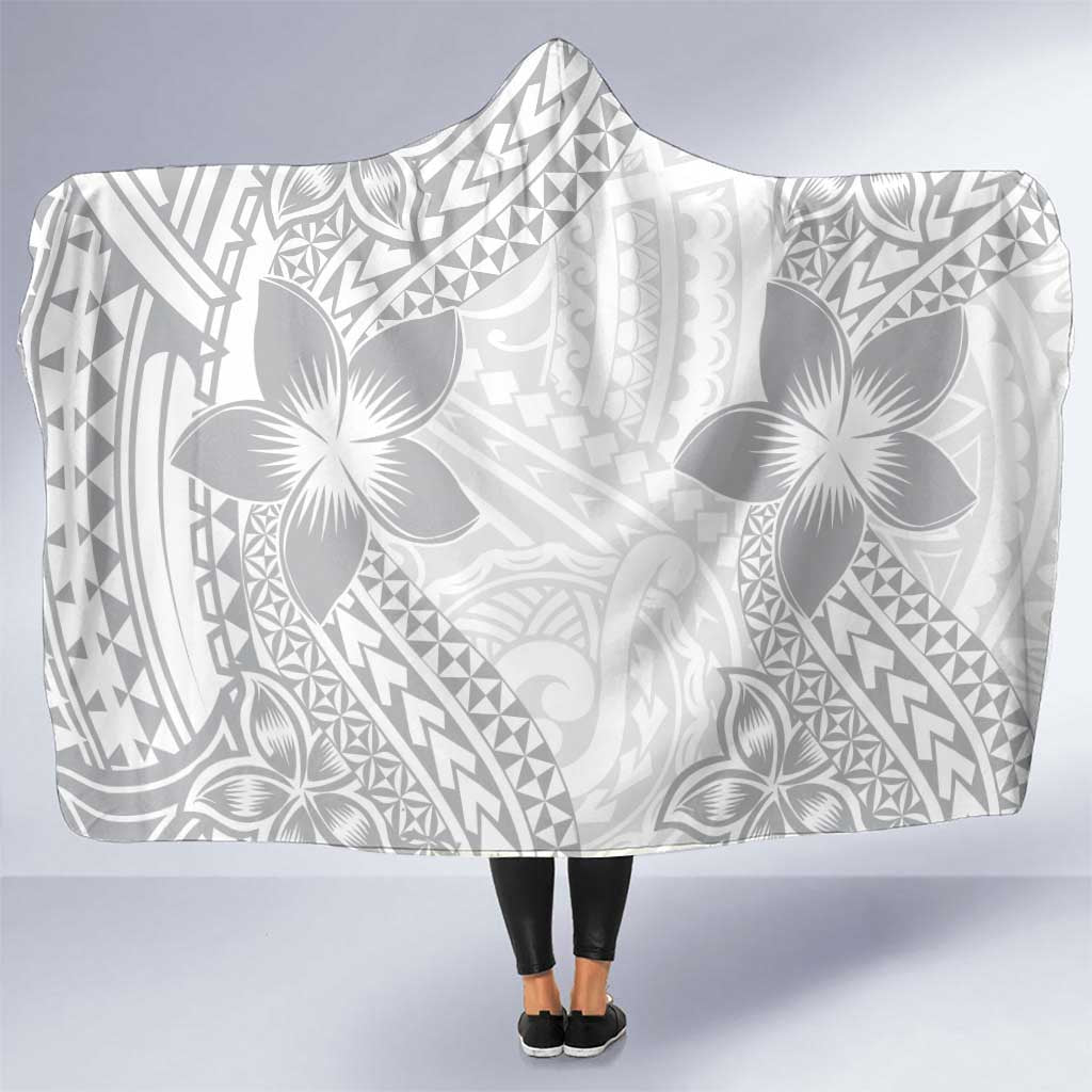 Lotu Tamaiti White Sunday Hooded Blanket Pacific Plumeria Flowers - White Version LT9 One Size White - Polynesian Pride