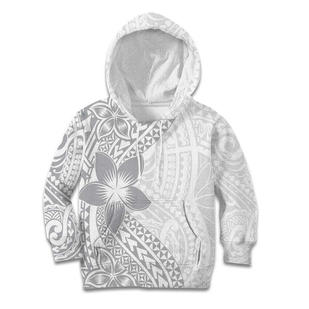 Lotu Tamaiti White Sunday Kid Hoodie Pacific Plumeria Flowers - White Version LT9 Hoodie White - Polynesian Pride