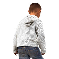 Lotu Tamaiti White Sunday Kid Hoodie Pacific Plumeria Flowers - White Version