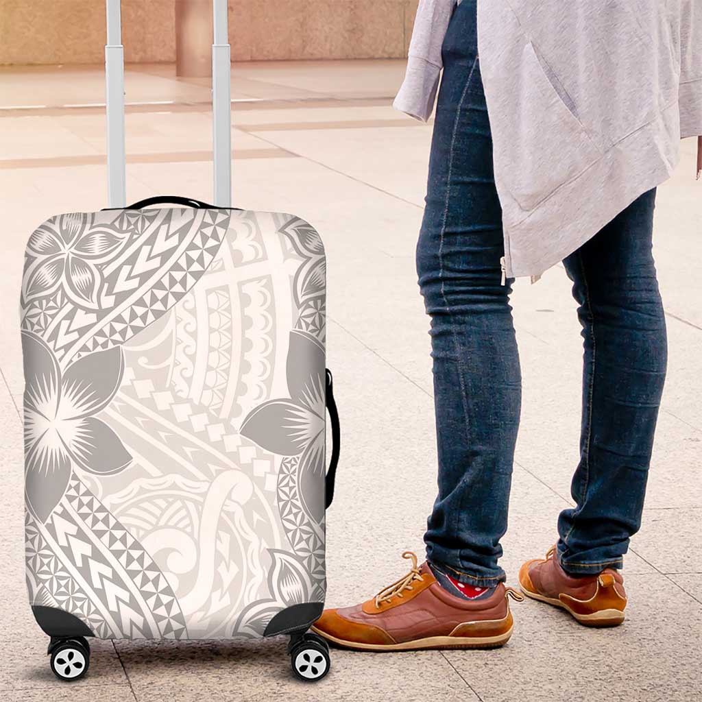 Lotu Tamaiti White Sunday Luggage Cover Pacific Plumeria Flowers - White Version LT9 White - Polynesian Pride