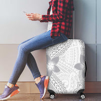 Lotu Tamaiti White Sunday Luggage Cover Pacific Plumeria Flowers - White Version